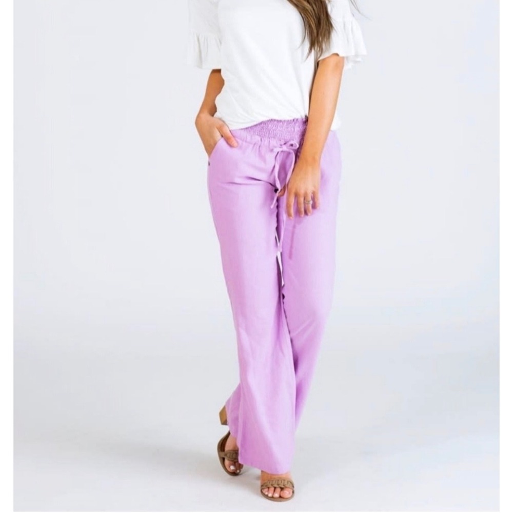 Love Tree Lavender Purple Linen Wide Leg Lounge Pants M